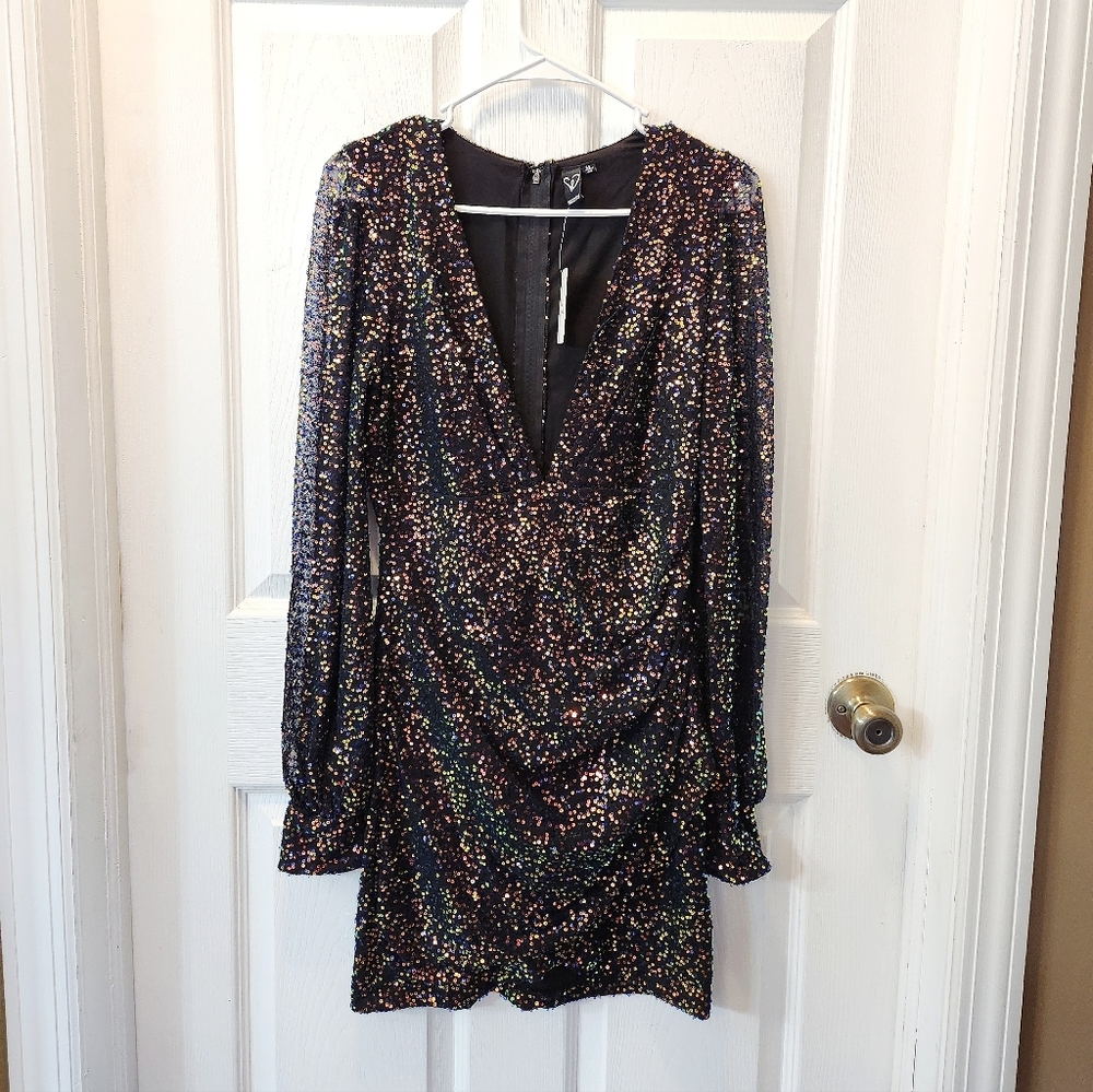 windsor body con black sequin dress